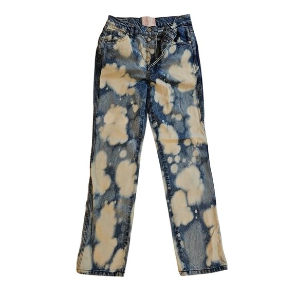 Revice Jeans Ex Boyfriend Button Fly Blue Bleached Faded Clouds 28 X 30 - Picture 1 of 7